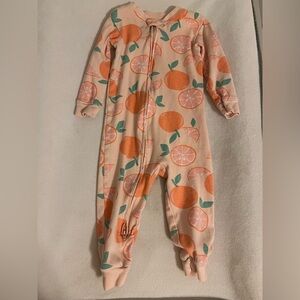 Carter's Peach & Orange Citrus Print Footed One-Piece